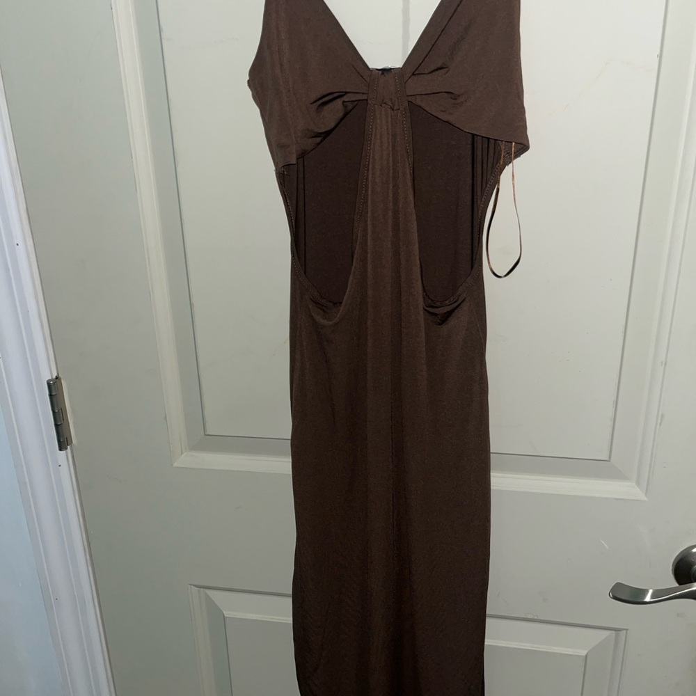 Elegant Brown Sleeveless Dress